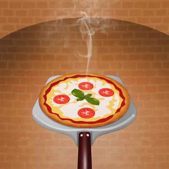 illustration of freshly baked pizza