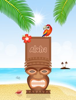 illustration of Totem on exotic island