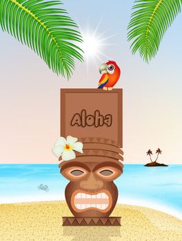 illustration of Totem on exotic island