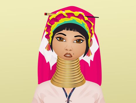 funny illustration of woman kayan