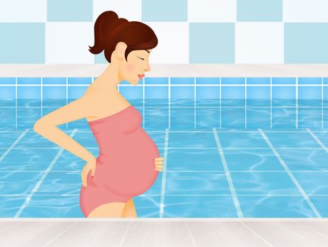 illustration of pregnant woman in the swimming pool
