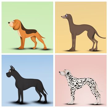 illustration of various breeds of dogs