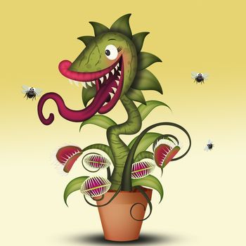 funny illustration of carnivorous plant