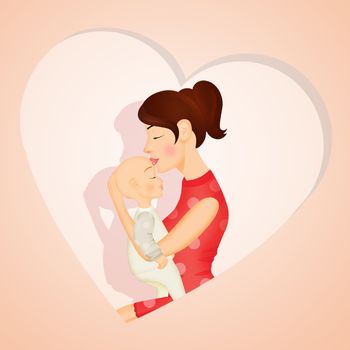 illustration of mom with baby