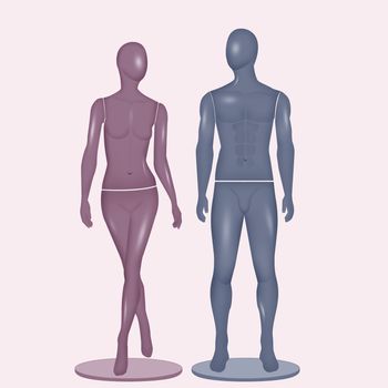 illustration of man and woman mannequins