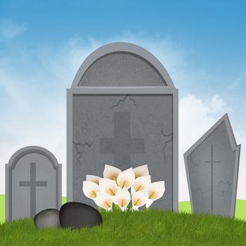 cute illustration of cemetery