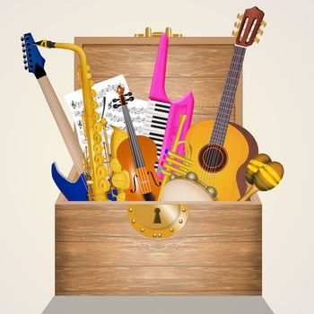 illustration of instrumental music in box