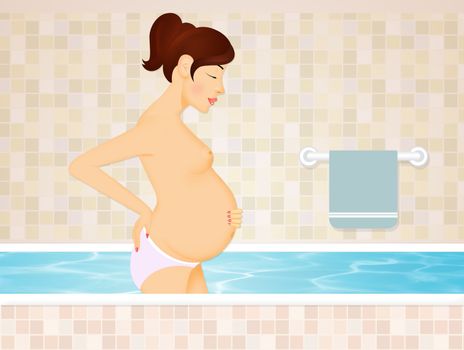 illustration of give birth in water