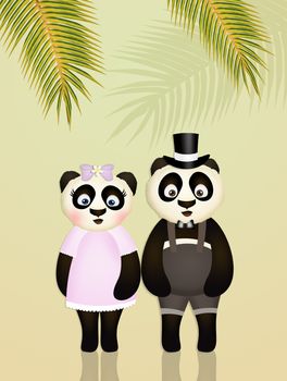 illustration of panda in the forest