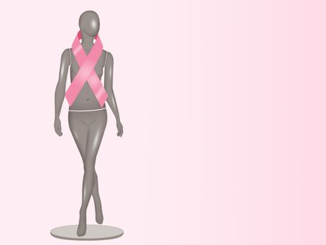 illustration of mannequin with breast cancer ribbon