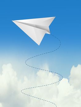 illustration of paper airplane in the sky