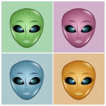 illustration of various Alien face