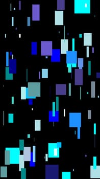 Abstract minimalist blue illustration with squares and black background