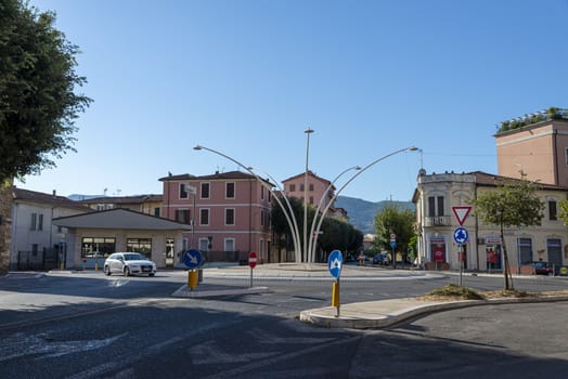 terni,italy august 21 2020:Rotunda of via Curio Dentato with via Eugenio Chiesa Chiesa