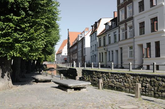 Street named Frische Grube in Wismar, Germany.