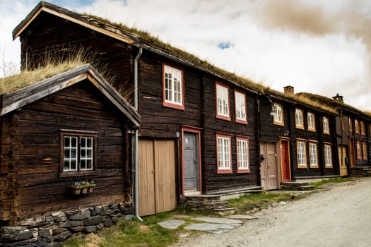 Roros, Norway, May 2015: traditional wooden house in the historical mining village of Roros