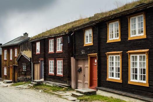 Roros, Norway, May 2015: traditional wooden house in the historical mining village of Roros