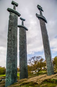 Hafrsfjord, Norway, May 2015: Swords in the rock monument
