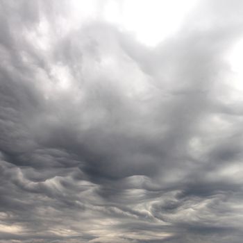 Mammatus clouds in Italy. Dramatic sky.