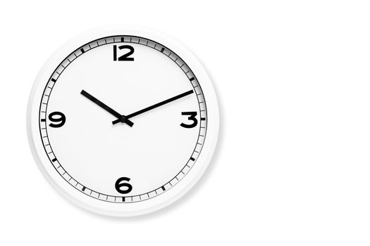 Wall clock isolated on white background with copy space
