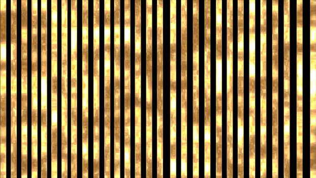 Golden, shiny and glowing stripes on a black background. Elegant background with vertical golden stripes