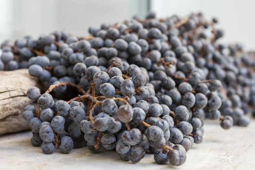 Extreme closeup of dry blueberries. Shallow depth of field.