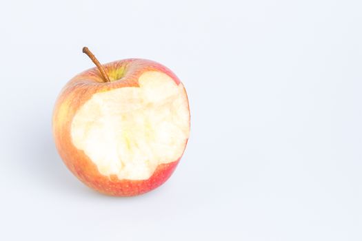 Red Delicious Apple on White Background. Bitten apple.