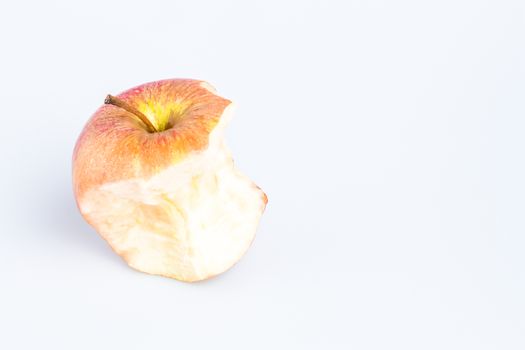 Red Delicious Apple on White Background. Bitten apple.