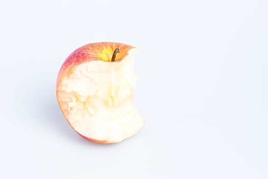 Red Delicious Apple on White Background. Bitten apple.