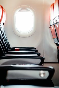 Seats in economy class section of airplane