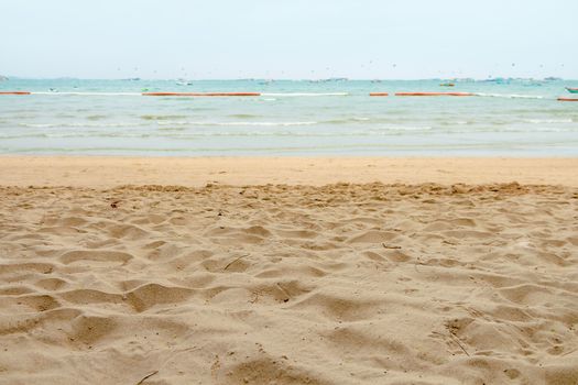 Sand at Pattaya beach view beautiful sea in summer of thailand