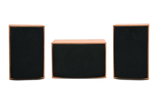 Speakers for listening to sound on a white background