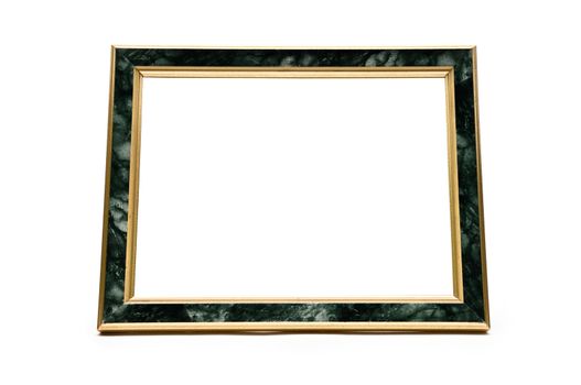 Vintage photo frame with marble effect on an isolated white background.