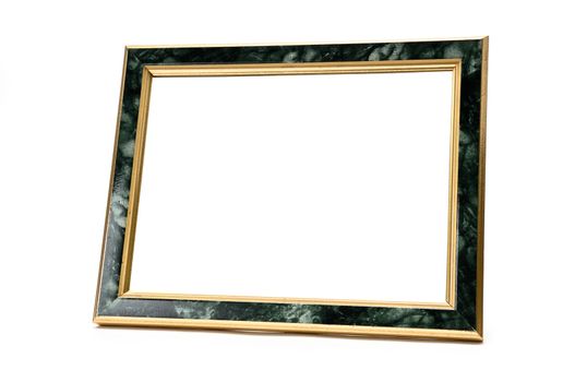 Vintage photo frame with marble effect on an isolated white background.