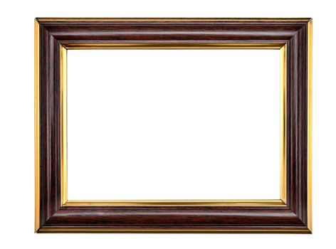 Vintage wooden photo frame on an isolated white background.
