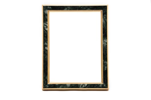 Vintage photo frame with marble effect on an isolated white background.