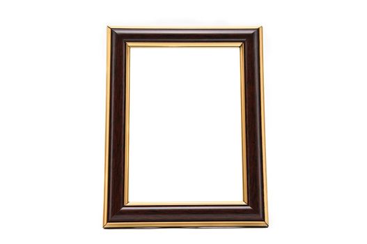 Vintage wooden photo frame on an isolated white background
