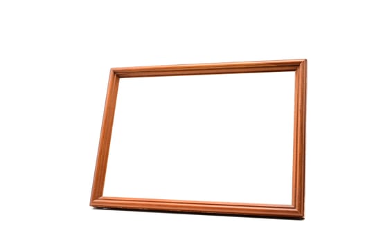 Vintage wooden photo frame on an isolated white background
