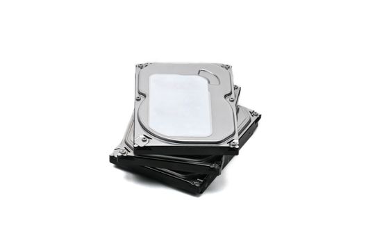Internal parts of a hard disk on an isolated white background.