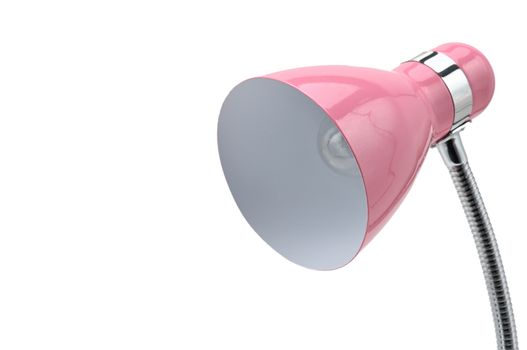 Pink colored table lamp on a white isolated background