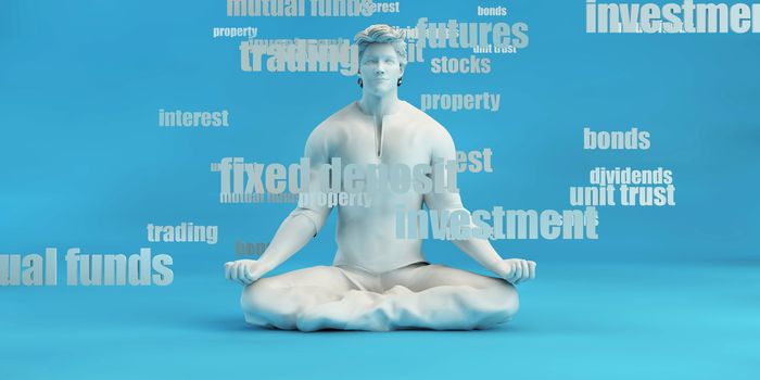 Personal Investment Options Concept with Man Meditating