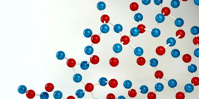 Molecules Background in Blue and Red as a Science Concept