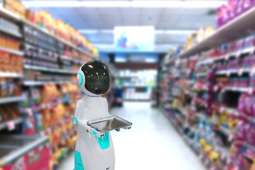 Robot in supermarkets the artificial intelligence technology shopping
