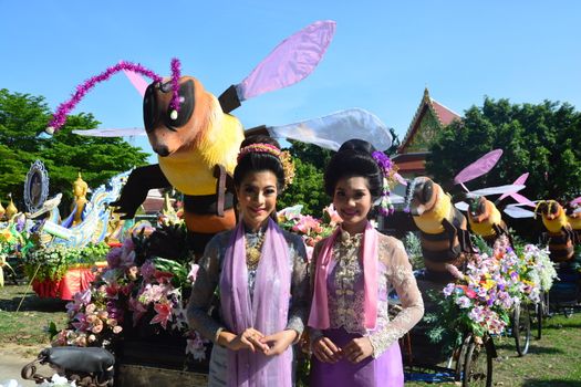 Samut Prakan,Thailand-APRIL 14,2017: Songkran Festival in the Thai-Mon style, Songkran Festival at Bang Nam Phueng, Phra Pradaeng

