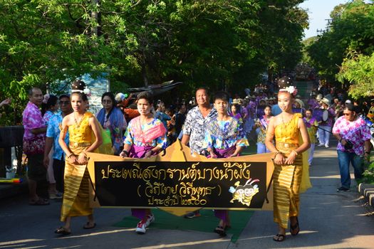 Samut Prakan,Thailand-APRIL 14,2017: Songkran Festival in the Thai-Mon style, Songkran Festival at Bang Nam Phueng, Phra Pradaeng