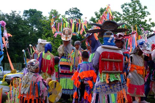 LOEI, THAILAND - MAY 12, 2017 : Phi Kon Nam Cultural in Chiang Khan, The little-known Phi Kon Nam festival in Ban Na Sao is part of the village's rain-inducing Bun Bang Fai (Rocket Festival)