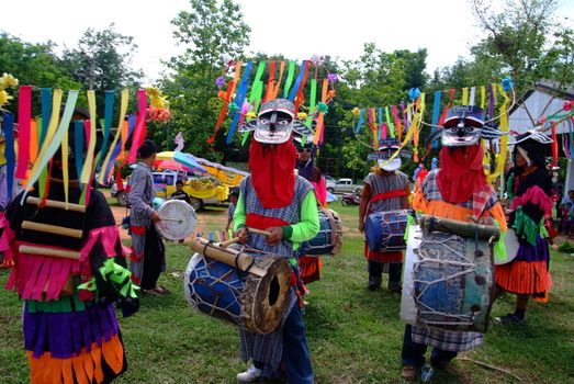 LOEI, THAILAND - MAY 12, 2017 : Phi Kon Nam Cultural in Chiang Khan, The little-known Phi Kon Nam festival in Ban Na Sao is part of the village's rain-inducing Bun Bang Fai (Rocket Festival)