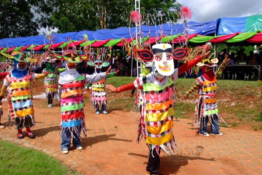 LOEI, THAILAND - MAY 12, 2017 : Phi Kon Nam Cultural in Chiang Khan, The little-known Phi Kon Nam festival in Ban Na Sao is part of the village's rain-inducing Bun Bang Fai (Rocket Festival)