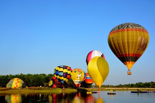 Chiang Rai, Thailand - February 14 - 18, 2018 : Balloon Festival "Singhapark International Balloon Fiesta 2018"