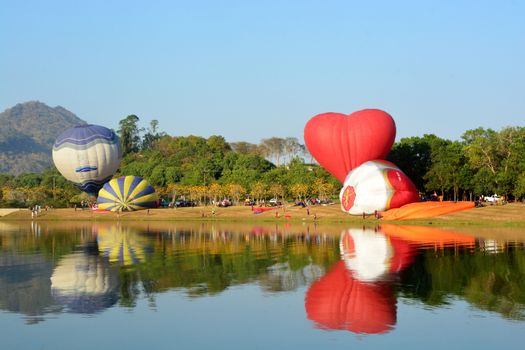 Chiang Rai, Thailand - February 14 - 18, 2018 : Balloon Festival "Singhapark International Balloon Fiesta 2018"